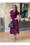 Women's short sleeve v-neck midi dress with zipper detail at neck and hem, two-tone viscose. - 5