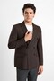 Dark Brown Slim Pointed Collar Plain Woven Flap Pocket Classic Jacket - 2