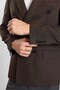 Dark Brown Slim Pointed Collar Plain Woven Flap Pocket Classic Jacket - 4