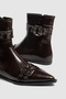 Bitter Brown Pointed Toe Mini Heeled Women's Boots - 3