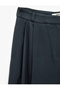 Wide Leg Pleated Fabric Trousers with Pockets - 3