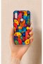 Huawei Y6 2019 Compatible Colored Geometric Flower Pattern Silicone Case