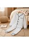 Girl's Heart Patterned Buttoned Pajama Set White