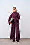 Women's High Collar Skirt Asymmetrical Cut Pants Suit Plum - 2