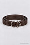 Faux Leather Belt with Silver Buckle Lkm0012 Brown - 3