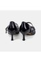 Women's Black Thin Strap Patent Leather Heeled Shoes - 5
