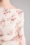 Slim Fit Boat Neck Shirred Floral Pattern Tulle Long Sleeve T-Shirt I9649Ax26Wn - 4