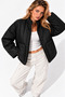 Women's Black Quilted Foldable Oversized Slim Coat - 4