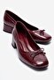 Gipsy Burgundy Wrinkled Patent Leather Bow Women's Low Heel Shoes