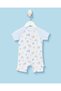 Baby Boys White and Blue Printed Romper