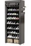 9 Tier Shoe Rack with Dustproof Cover Free Standing Shoe Shelf Storage Organizer,Grey
