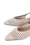 Women's Faux Leather Beige Heeled Shoes - 3