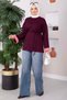 Lace-Up Tunic with Stripe Trim in Plum - 3