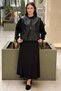 Zippered Leather Combination Bomber Nero Jacket - 4
