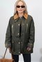 Khaki Green Oiled Textured Fabric Seasonal Jacket - 3