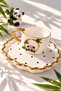 Turkish Coffee Cup Set with Panda Figure, Green Stones and Gold Detailing - 3