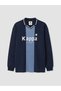 Peak New Season Navy Blue Polo Collar Printed Unisex Children's T-Shirt. - 4