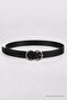 Faux Leather Belt with Silver Buckle Lkm0012 Black