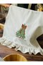 Raw Linen Embroidered Ruffled Kitchen Towel 40X60Cm - 4