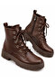 Women's Leather Laced Side Zipper Non-Slip Thermo Sole Short Boots - 5