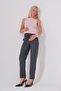 Maternity Flexible Fishback Mom Fit Classic Pants with Elastic Waistband Gray