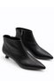 Denis Women's Black Leather Pointed Toe Low Goblet Heel Side Zipper Stylish Boots 3.5 cm Heel - 3