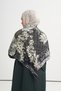 Vitray Pattern Reniva Tensel Triangle Shoulder Shawl Black - 2