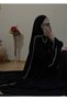 Medina Silk Two Layered Dress with Pearls on the Sleeves and Pearl Shawl - 2