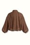 High Collar Zippered Brown Bomber Jacket - 4