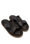Men's Genuine Leather Brown Flat Slippers - 2