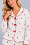 Women's Patterned Bow Detailed Buttoned Long Sleeve Muslin Pajama Set - 5