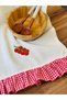 Raw Linen - Red Gingham Ruffled Bunch of Tomatoes Embroidery Murfak Cloth 40X60Cm