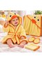 Cotton Chick Patterned Soft Towel Fabric Hooded Baby Boy 4 Piece Bathrobe Bath Set 0-24 Months - 2