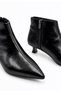 Denis Women's Black Pointed Toe Low Goblet Heeled Stylish Boots with Side Zipper 3.5 cm Heel - 5