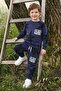 Star Printed Crew Neck Sweatshirt with Elastic Waistband for Boys, 2-Piece Set