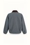 Velvet Collar Petrol Plaid Coat - 3