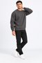 Thessaloniki Textured Crew Neck Long Sleeve Basic Sweatshirt with Elasticated Hem and Sleeves in Smoked Color - 5