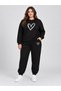 Unisex Large Size Oversize 100% Cotton Tracksuit Set Bottom and Top Black