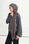 Monogram pattern tencel wool viscose shawl dark grey - 2
