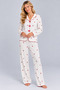 Women's Patterned Bow Detailed Buttoned Long Sleeve Muslin Pajama Set - 2