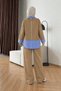 Shirt Collar Striped Trouser Suit - 3231 - Blue & Beige - 2
