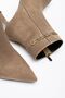 Zigas Women's Mink Suede Buckle Thin Heeled Pointed Toe Boots - 3