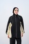 Women's Double Color Stripe Detail Zippered Tracksuit Set Black - 3