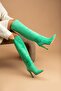 Savinya Women's Boots Thin Heeled Green Suede - 2