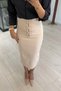 Eyelet Detail Slit Vanilla Pencil Skirt - 3