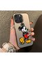 For iPhone 16 Pro Max Compatible Silicone Edge Hard Back Case Mickey Patterned Couple Phone Case - 3