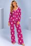 Women's Patterned Bow Detailed Buttoned Long Sleeve Muslin Pajama Set - 2