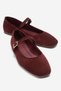 Genuine Leather Women's Burgundy Suede Buckle Ballerinas Marry