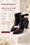 Yona Women's Black Wrinkled Patent Leather Pointed Toe Front Stitching Detailed Zippered Warm Lining 7 cm Thick t - 5