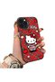 iPhone 13 Pro Compatible Silicone Edge Hard Back Case Kitty Pattern Loving Couple Phone Case